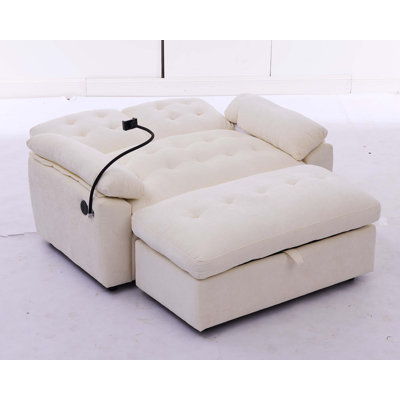 Double Sofa Recliner with USB Charging and Storage Ottoman