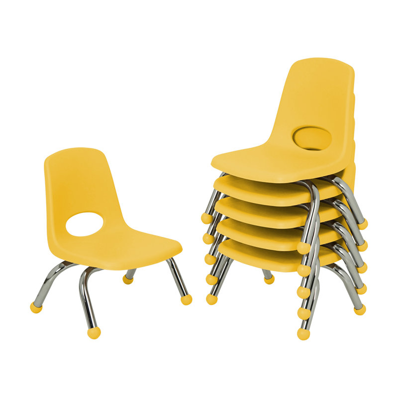 Chaise de classe empilable, 10", Sable, Coulisses à billes