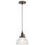 Luminaire suspendu 1 lumière bronze antique avec abat-jour en verre bullé transparent-1305748195