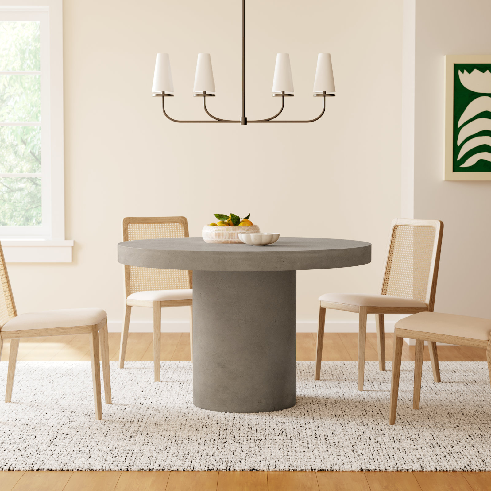Kareen Concrete Pedestal Dining Table, Dark Gray, Dining Table (30.25" Height), 47.25" Round