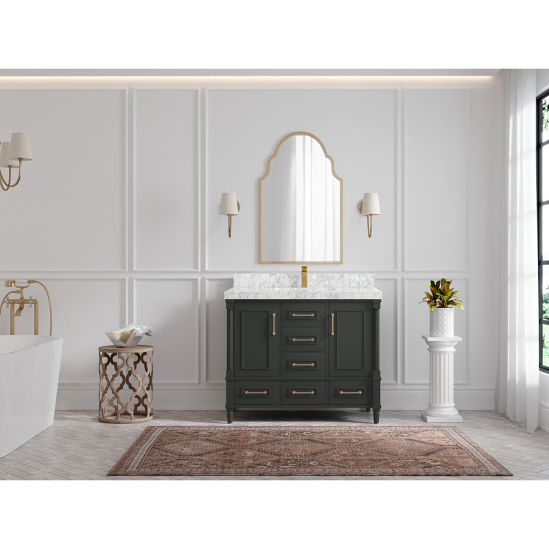 Meuble-lavabo simple avec plateau en marbre Aberdeen