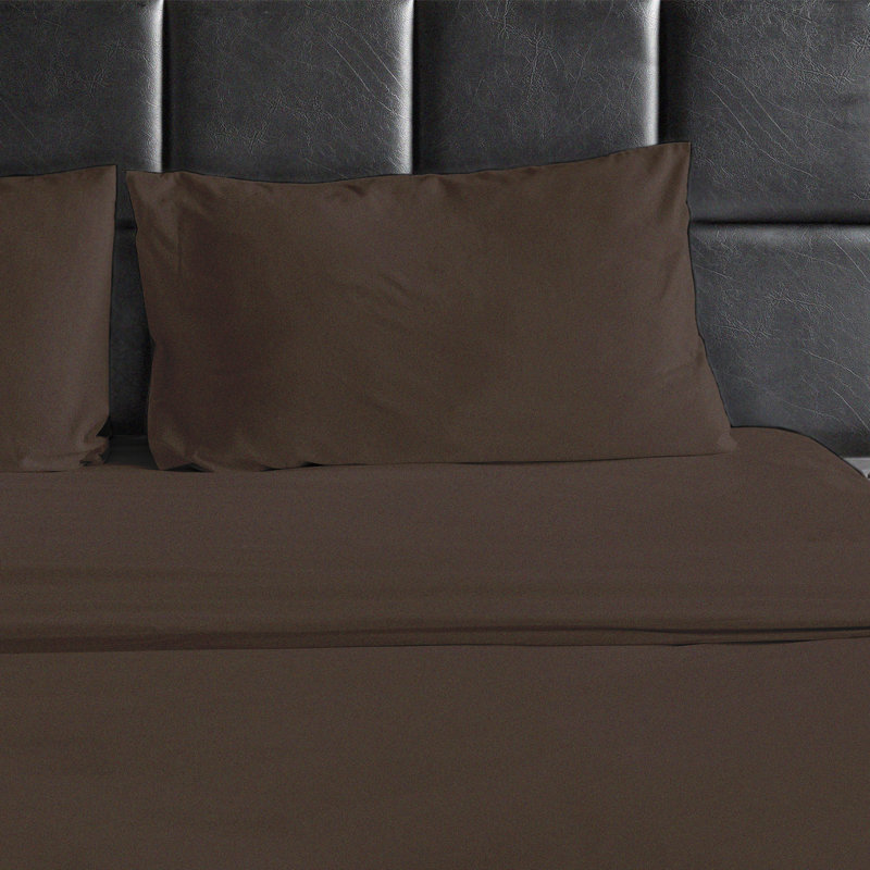 Ensemble de draps en micro-fibre, Brun, Ensemble de draps pour très grand lit + un drap-h