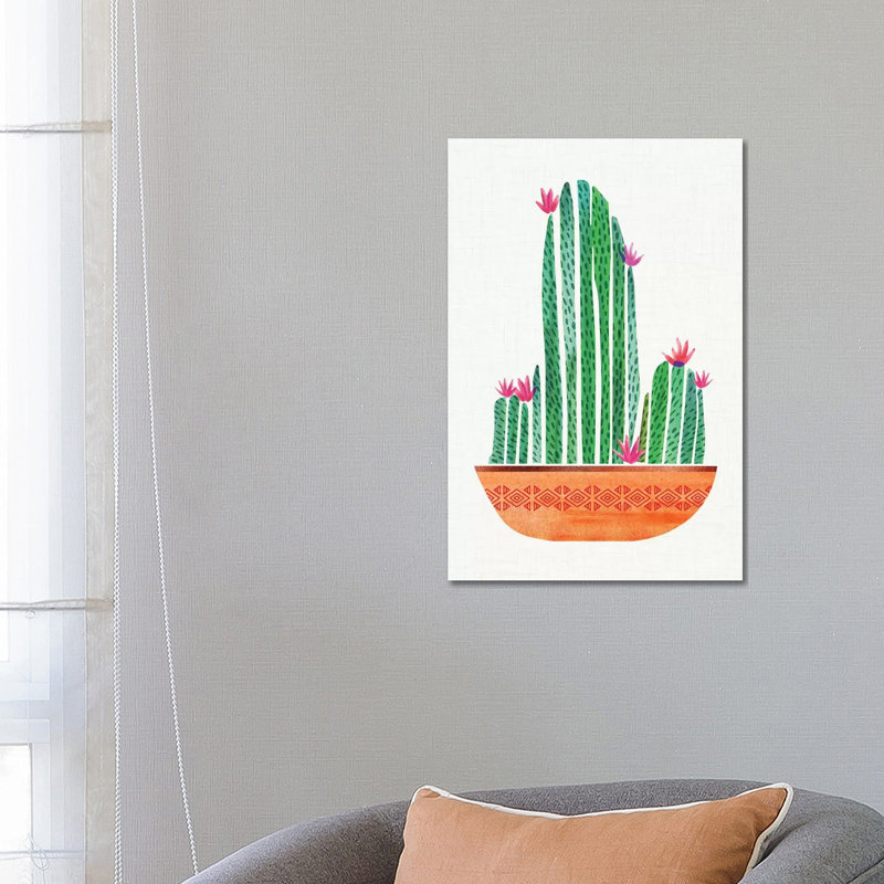 Tiny Cactus Blossoms I by Modern Tropical - Wrapped Canvas Painting, 66.04cm H x 45.72cm W x 1.91cm D