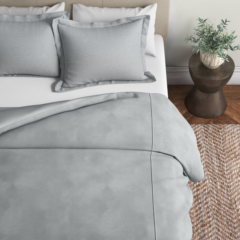 Neil Cotton Sateen Duvet Cover, Gray, Super King