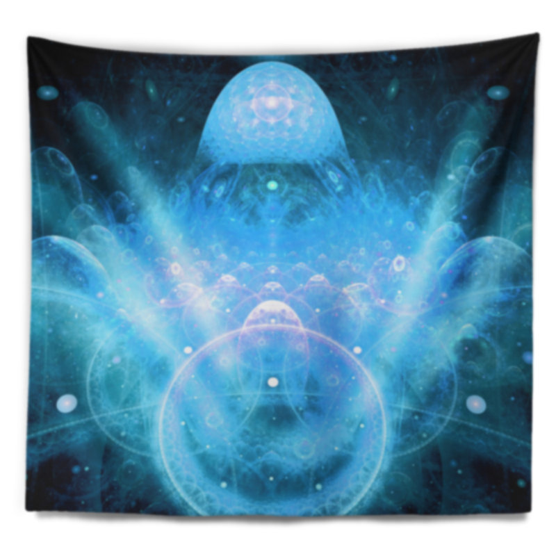 Tapisserie bleu ciel infini à motif floral, H 50 po x l 60 po