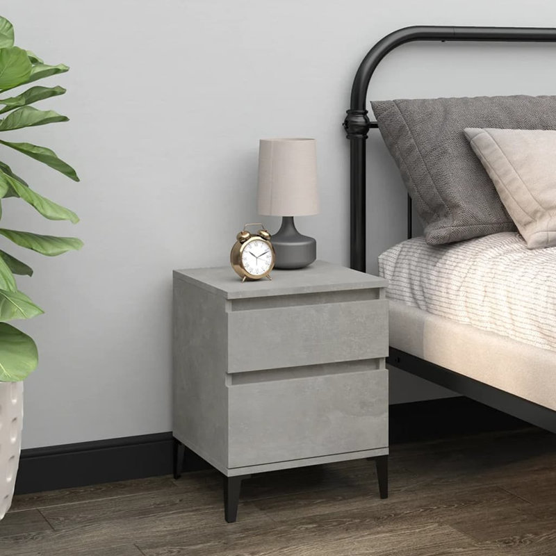 Duflos 40cm W Manufactured Wood Bedside Table, Smoked Oak, Individual