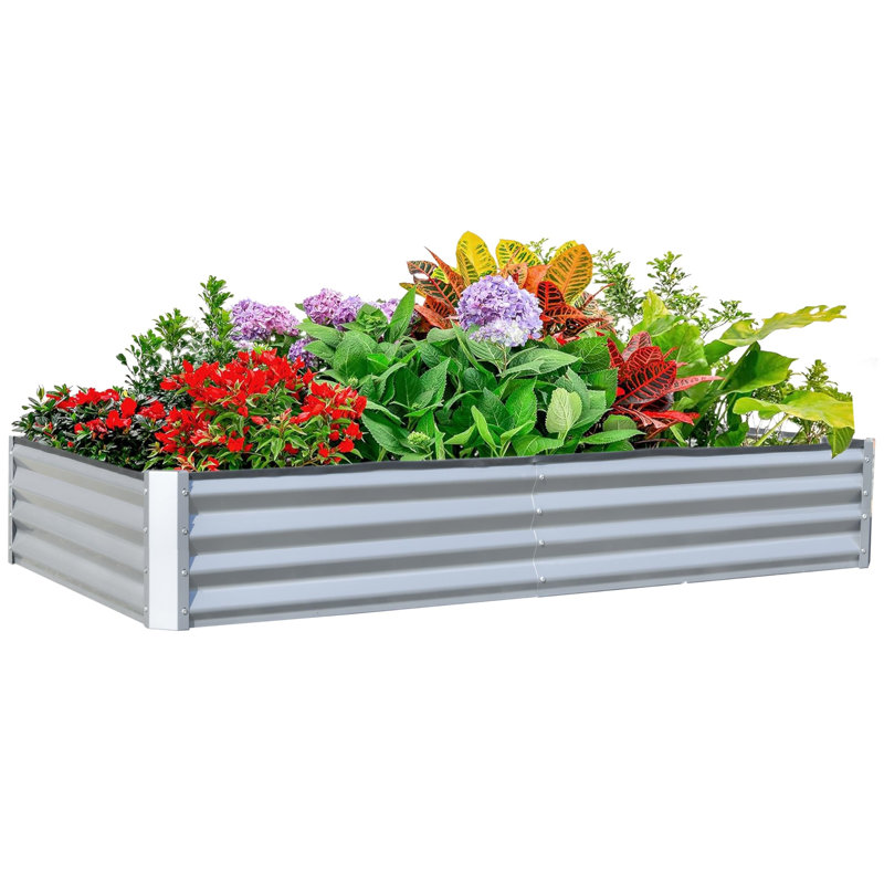 6X3x1ft Galvanized Raised Garden Bed, Silver, 11.81" H x 70.87" W x 35.43" D