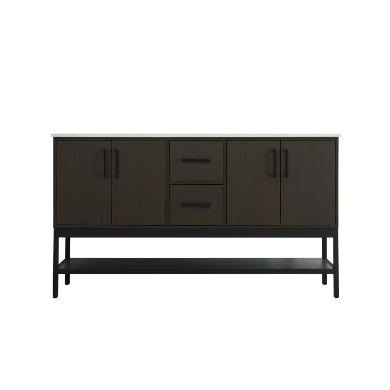 Meuble-lavabo double 60 po, Brun moka