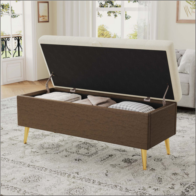 Banc de rangement avec repose-pieds Modern Modern, Beige, Beige