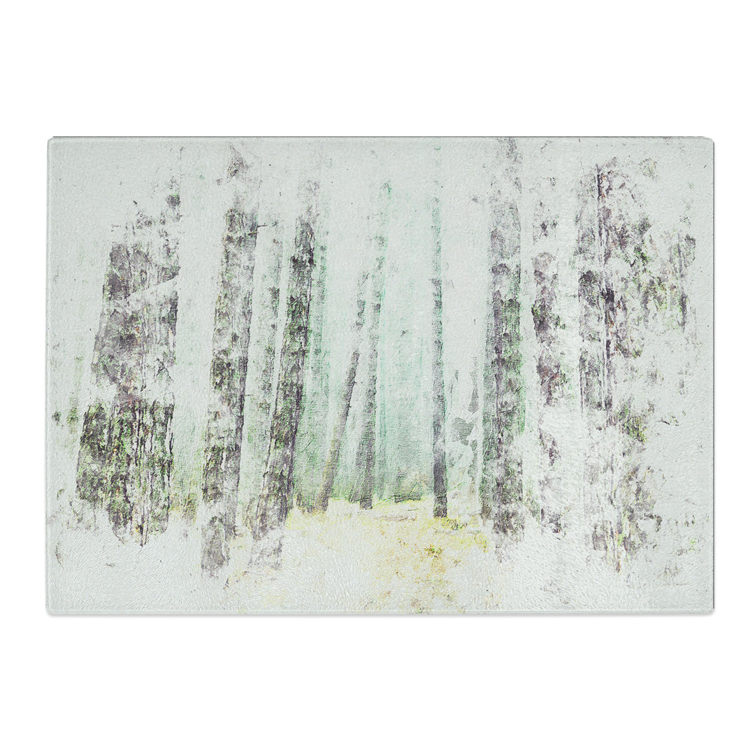 Tempered Glass View of a Pine Tree Forest Watercolour Chopping Board
