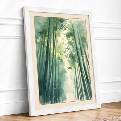 Bamboo Canopy Light Japandi - Framed Print
