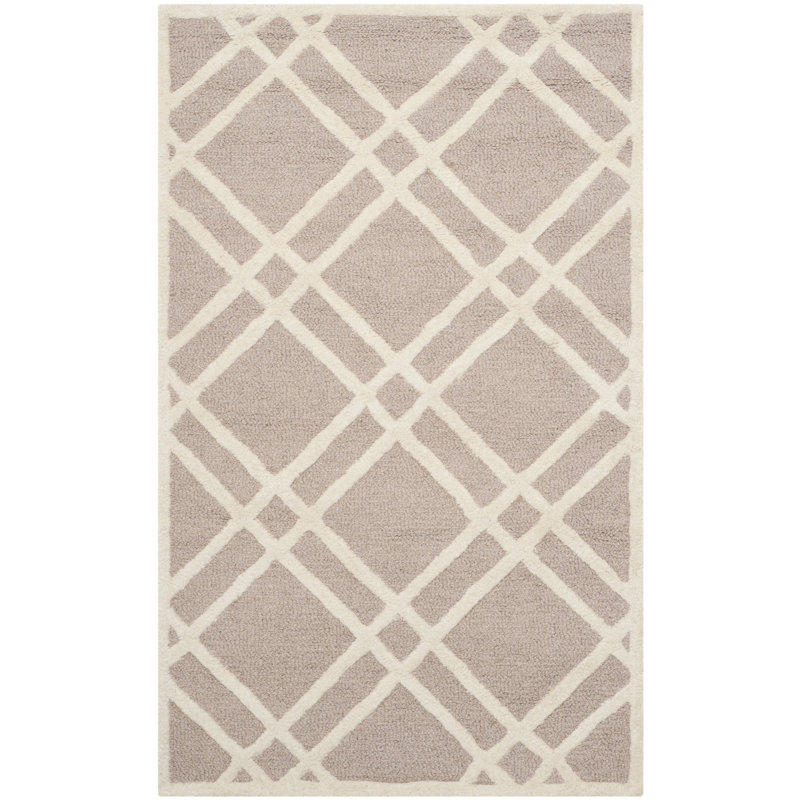 Deedgra Hand Tufted Wool Geometric Rug, Rectangle 2' x 3'