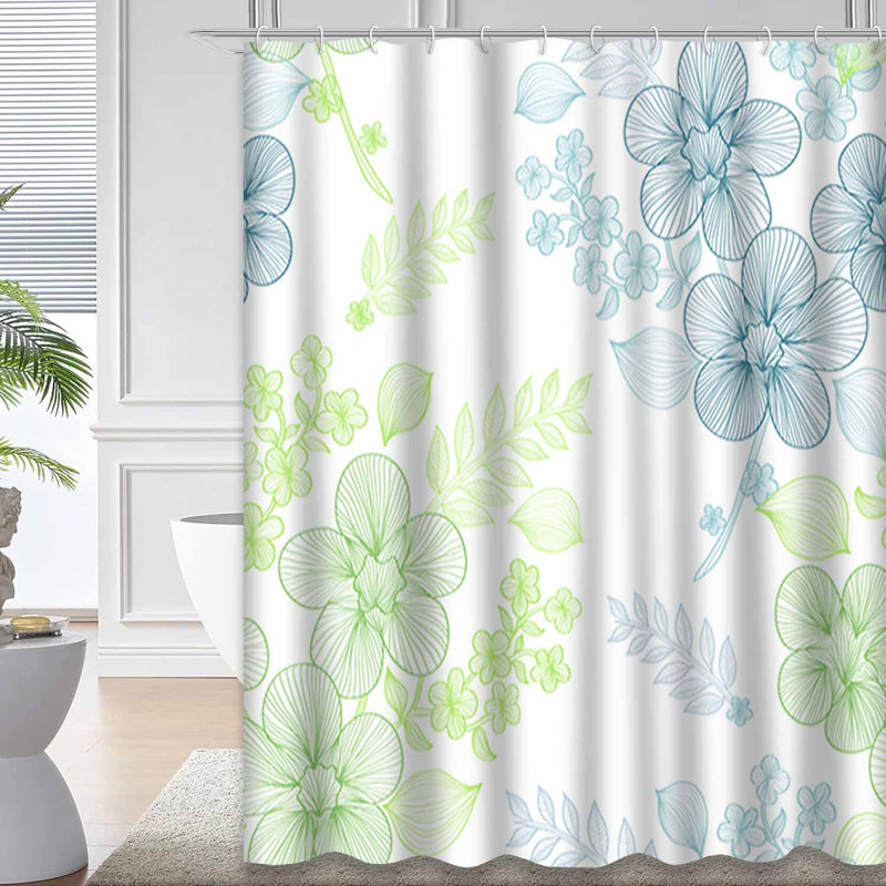Élégant rideau de douche bleu sarcelle avec 12 crochets, L 72 po x l 78 po