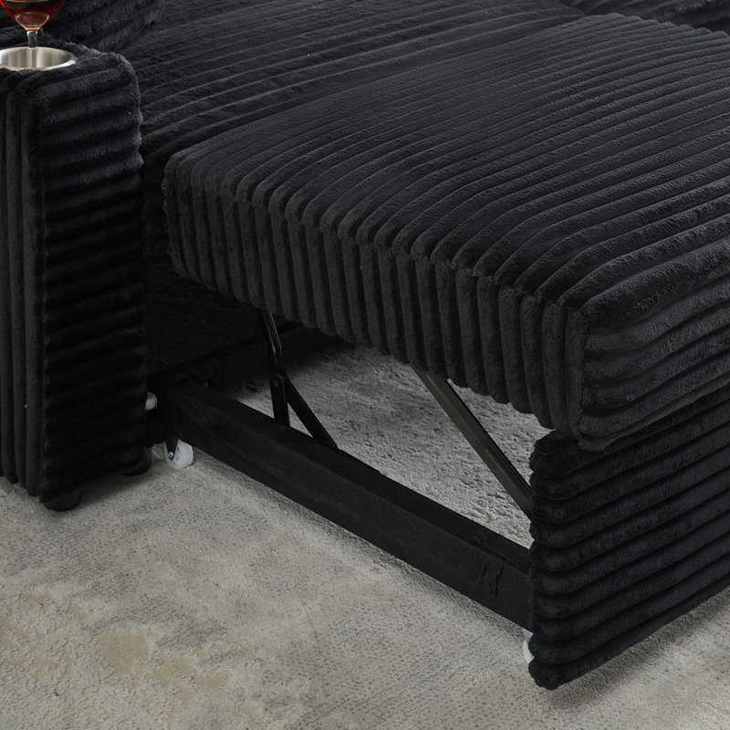 Canapé en tissu Corduroy, Noir