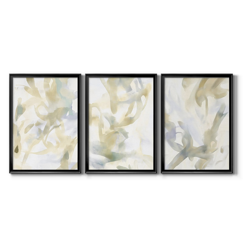 ABSTRACT Series CMIV - Toile tendue avec châssis sur mesure - 3 pièces, H 15 po x l 19 po, Noir