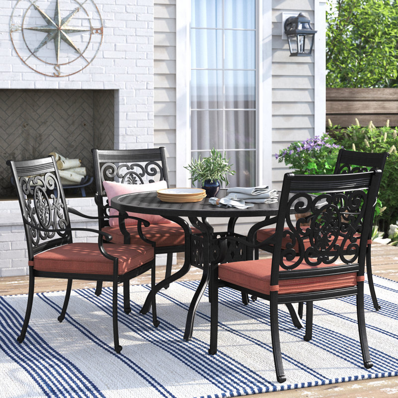 Caseyville 5-Piece Patio Dining Set with Cushions and 48'' Round Dining Table