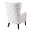 Fauteuil à oreilles avec dossier et accoudoirs ronds, pieds en bois massif, coussin de siège amovible, dossier haut en mousse délicate, confort