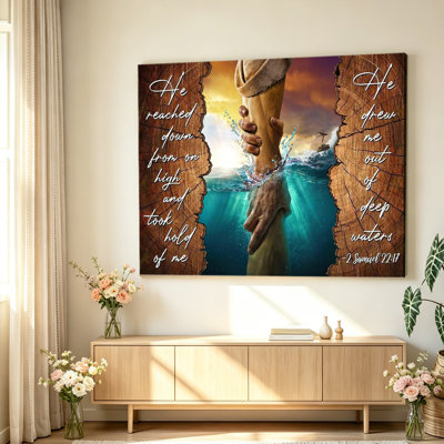 Affiche de Jésus, peinture sur toile «N'ayez pas peur, ayez la foi, donnez-moi votre main»