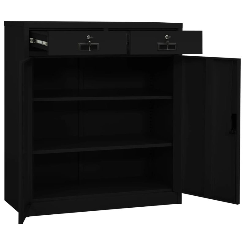 Office Cabinet 35.4" x 15.7" x 40.2" Steel, Black