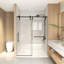 Porte de douche coulissante sans cadre 44-48 "x 76" H, verre trempé transparent 5/16 "(8Mm), cadre en acier inoxydable