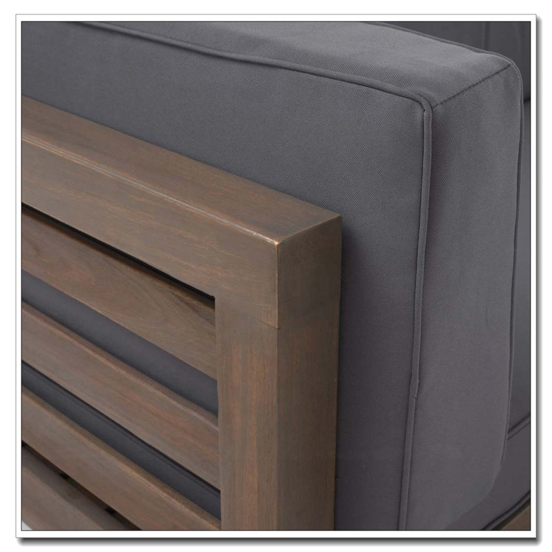 BANC D'ANGLE GAUCHE ET TABLE BASSE, Gris foncé
