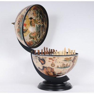 Globe terrestre blanc avec jeu d'échec