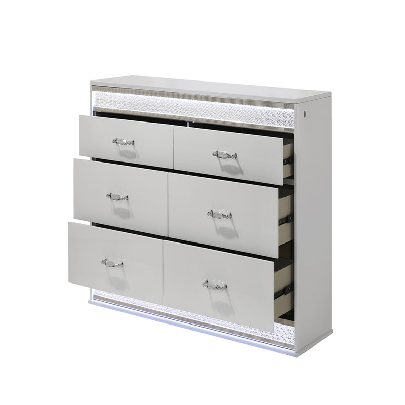 Commode à 6 tiroirs de style moderne en bois blanc (INCLURE SEULEMENT LA ROBE)