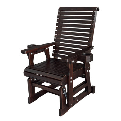 Wooden Patio Glider for One Person,Solid Fir Wood by Rosecliff Heights