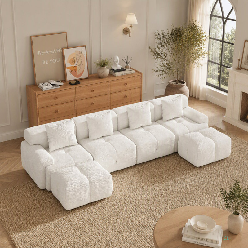Canapé-lit modulaire en forme de U de 135,4 po avec canapé-lit modulaire en forme de U et canapé-lit surdimensionné à 4 places pour lit de camp avec 2 repose-pieds et 4 coussins pour le salon