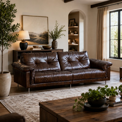 Modern Home Style Sofa with Soft Genuine Leather Upholstery Comfortable and Stylish Seating for Living Room Durable High Quality Contemporary Design