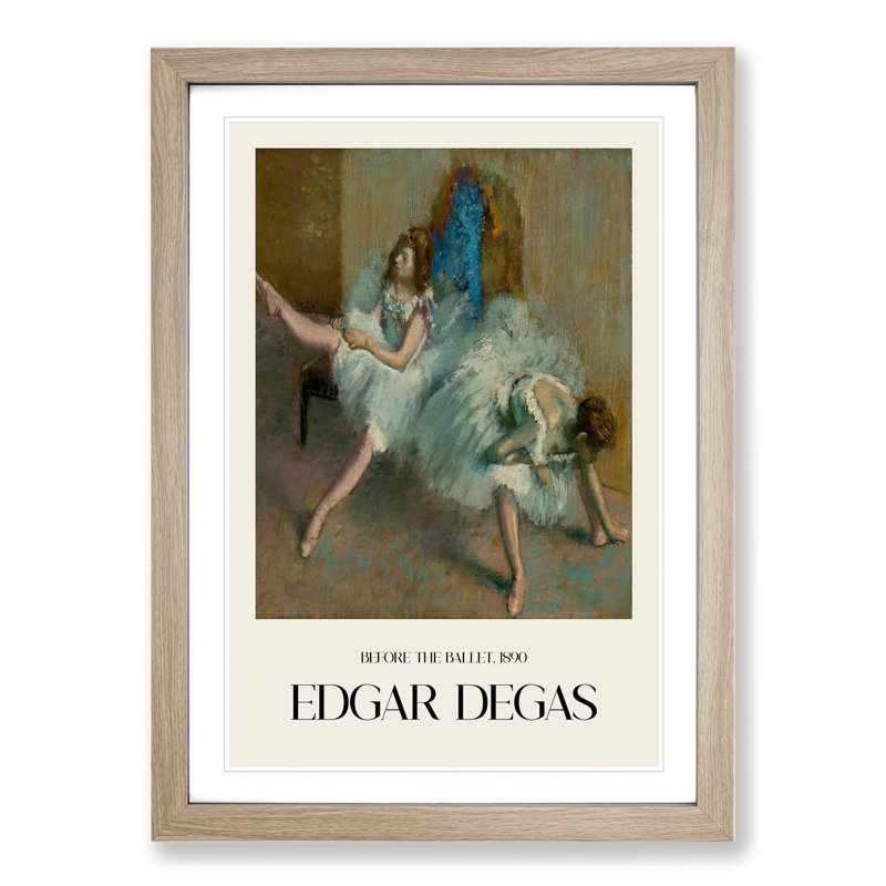 Before the Ballet by Edgar Degas - Picture Frame Graphic Art, Oak Framed, 65cm H x 48cm W x 2cm D