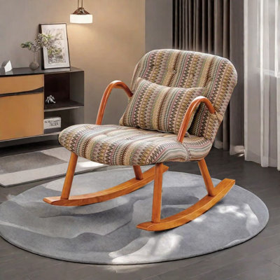 Chaise berçante en bois massif American Retro