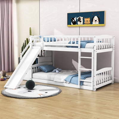 Faith-Marie Twin Over Twin Standard Bunk Bed with Slide and Storage