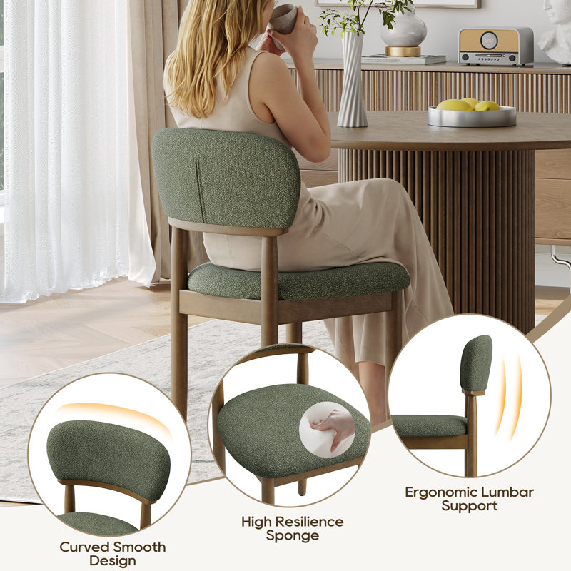 49 cm H Upholstered Fabric Dining Chair, Green