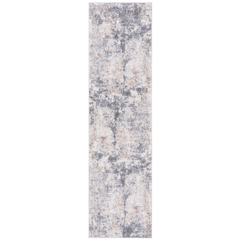 Hassell Abstract Light Gray/Gray Area Rug, Runner 2' x 11'