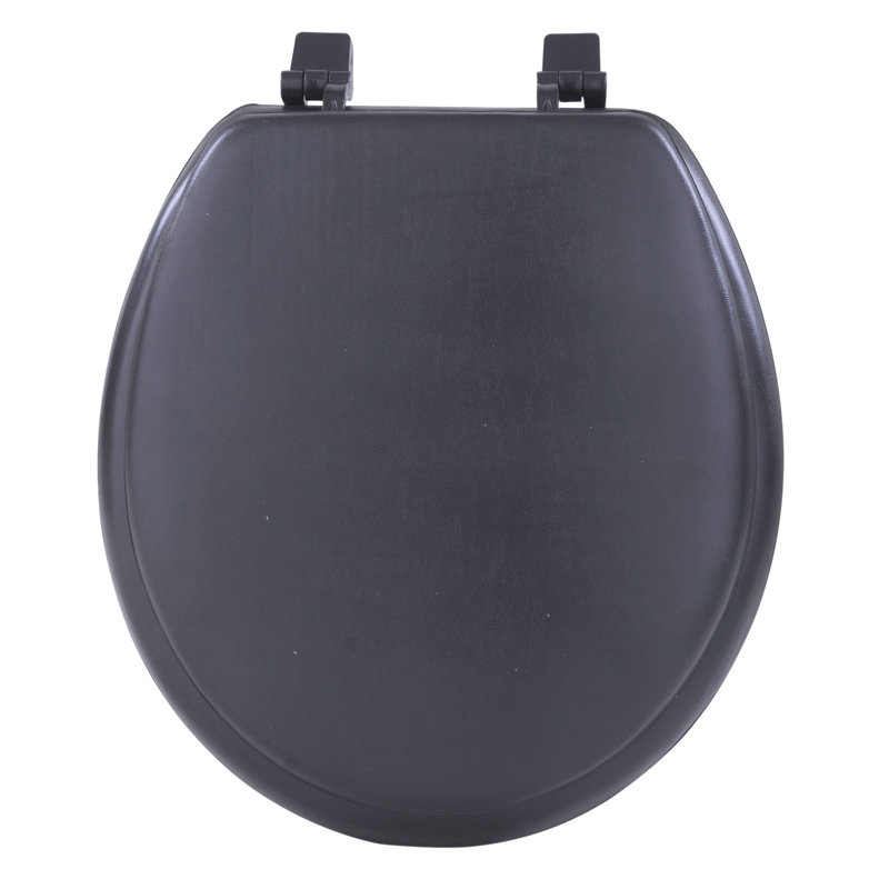 Fantasia Woven Trends Vinyl Toilet Seat for Bathroom with Lid Set, Black, Standard