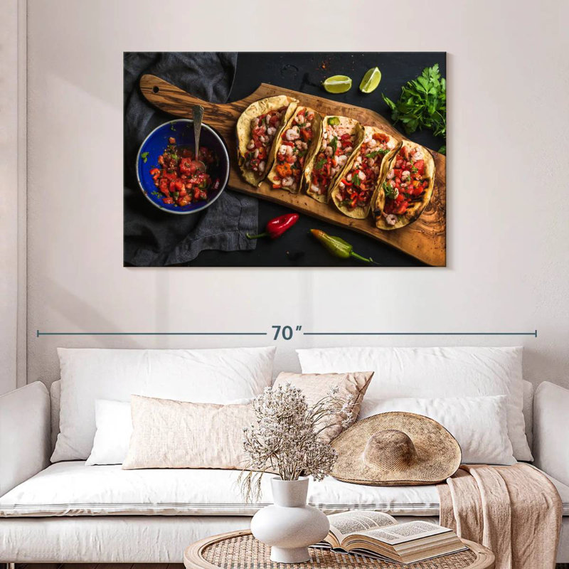 Tacos aux crevettes Yarlin, H 30 po x l 45 po