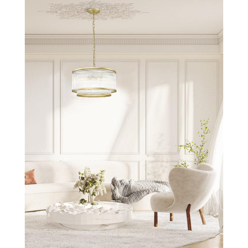 Dosch 5 - Light Geometric Pendant, 145cm H x 41.5cm W, 5 Lights, Matt Gold