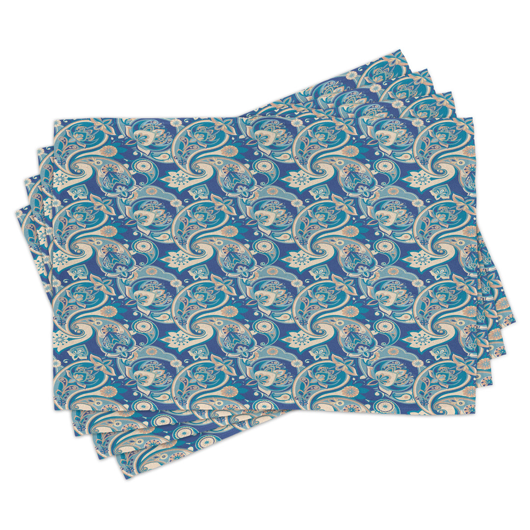 Platzdeckchen 4er Set, Inspired Persian, Teal Navy und Tan