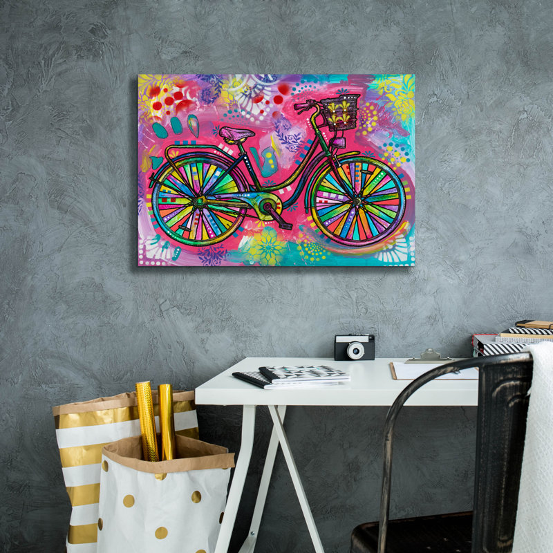 «Pedal Uptown Cruiser» par Dean Russo, art mural sur toile, H 18 po x l 26 po x P 0,75 po