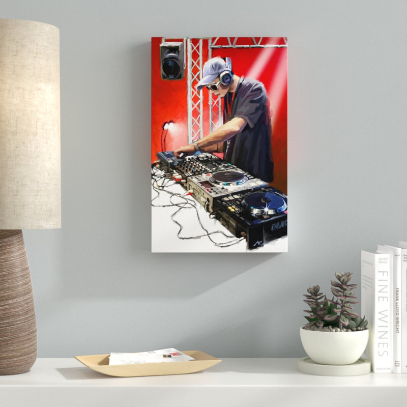 « dj », reproduction sur toile tendue, H 19 po x l 12 po x P 2 po