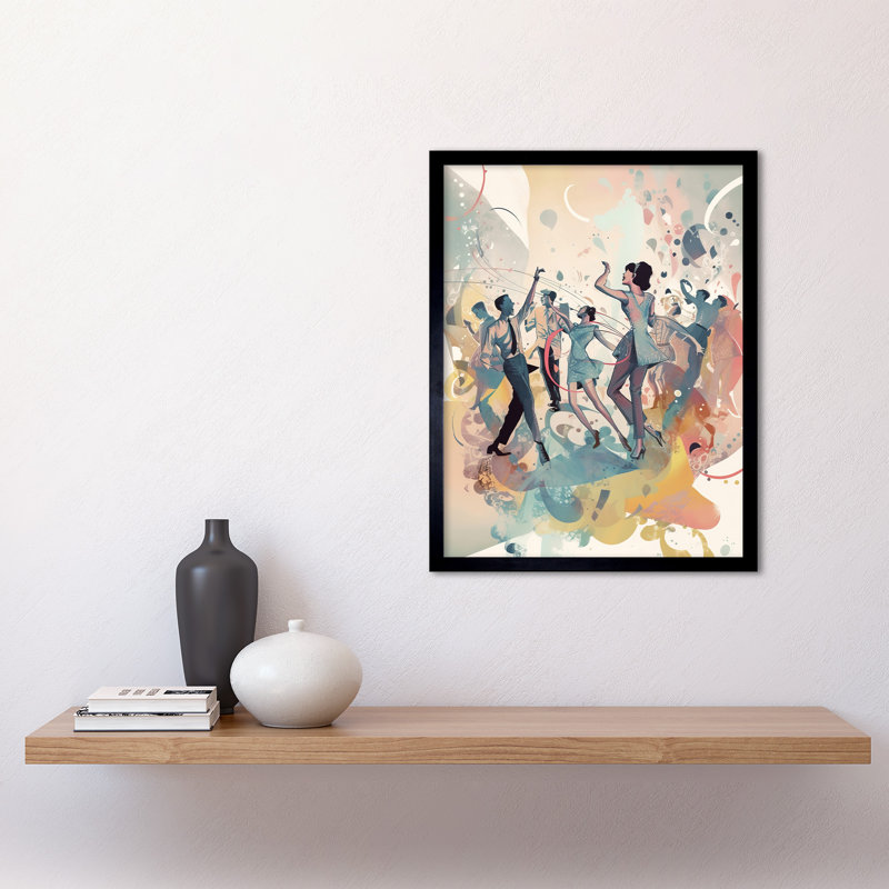 Antkeo People Dancing To Music On The Dancefloor Modern Soft Pastel - Single Picture Frame Print