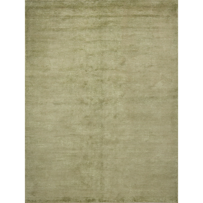 Hand Knotted Area Rug in Olive Green, Rectangle 6' x 9', Olive Green