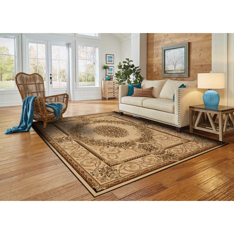 Tapis classique à motif de médaillon Gorrono Collection, Rectangle 9 pi 5 po x 13 pi 1 po