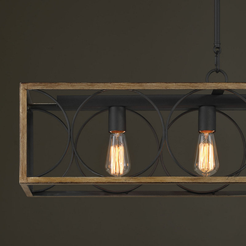 Lustre carré / rectangulaire à 5 lumières pour îlot de cuisine à intensité variable