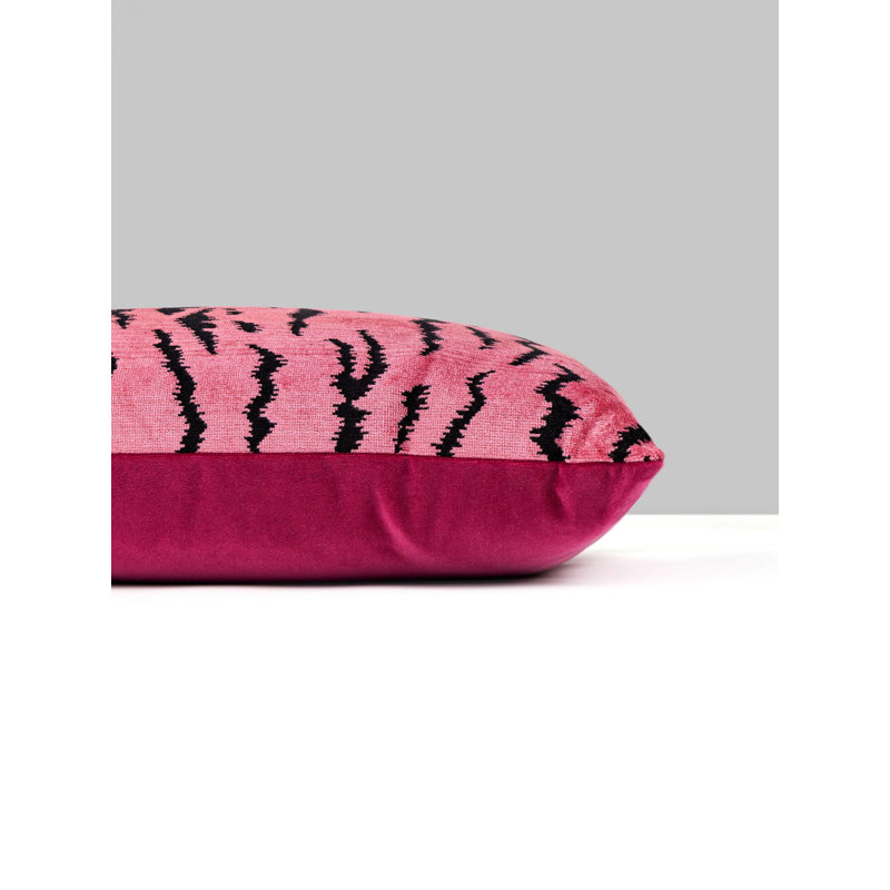 Wild Glamour Silk Pillow Cover & Insert, Blue/Black/Black Animal Print, 14" H x 22" W x 6" D