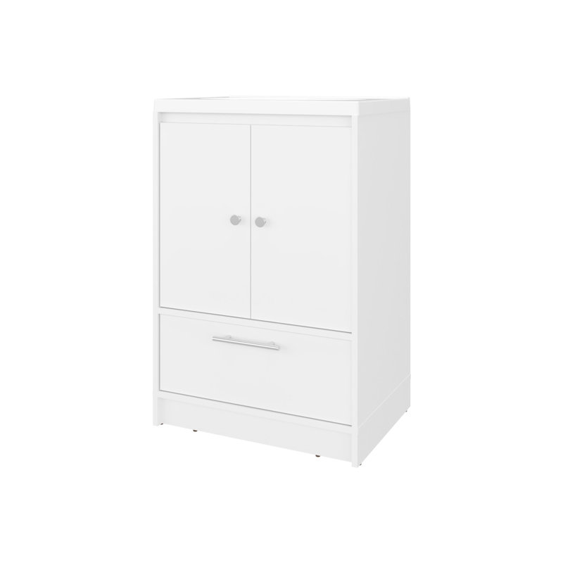 Meuble-lavabo blanc à 2 portes avec lavabo d'une profondeur de 17,8 po et s'adaptant à différents styles