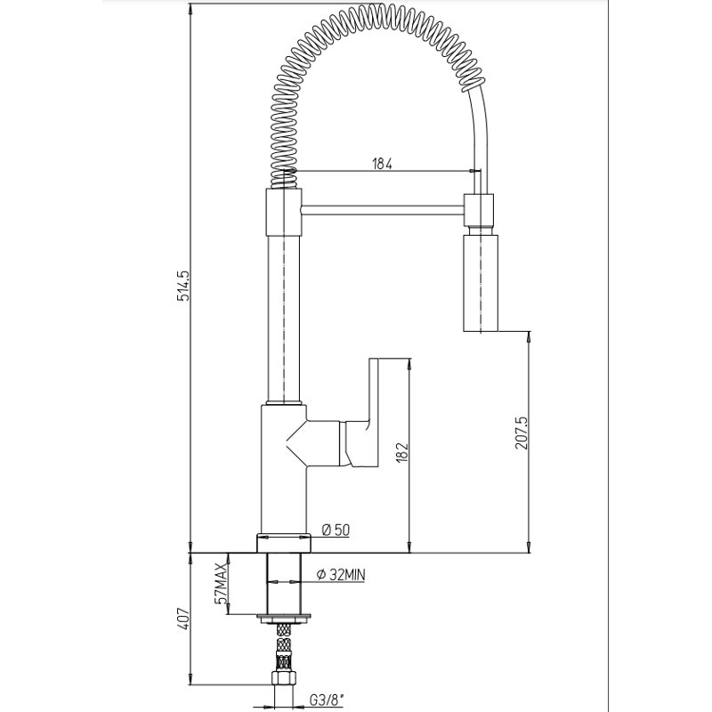 Piralla Arena Pull Down Kitchen Faucet
