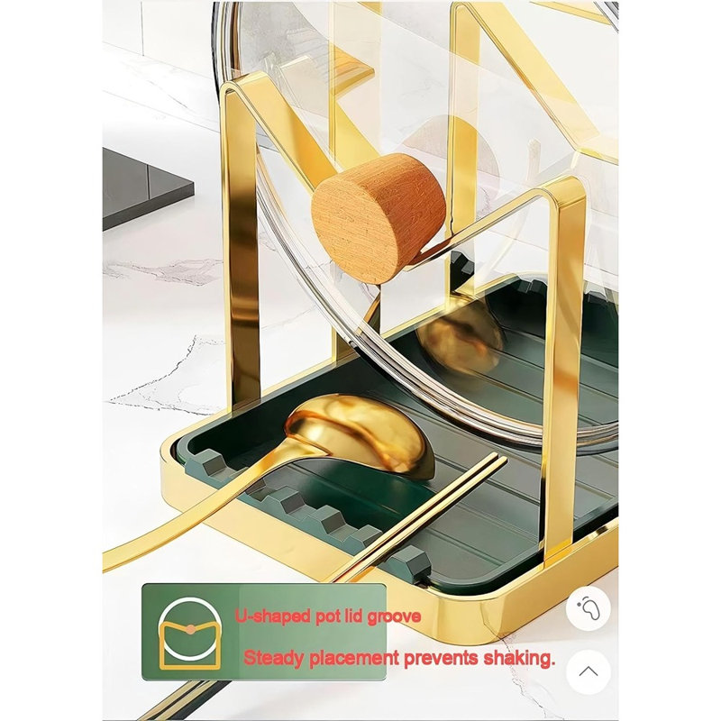 Support à couvercles Gold Pot pour armoires de cuisine - Support à couvercle pour spatules, cuillères et planches à découper