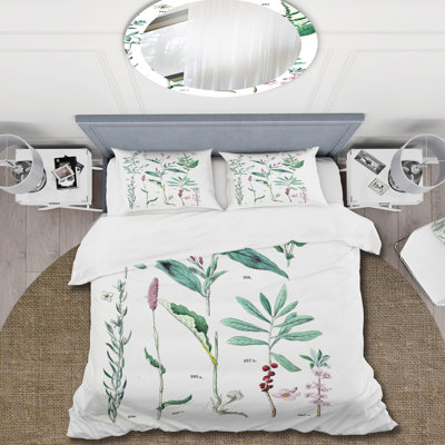 Plantes rétro - ensemble de housse de couette traditionnel - microfibre de polyester